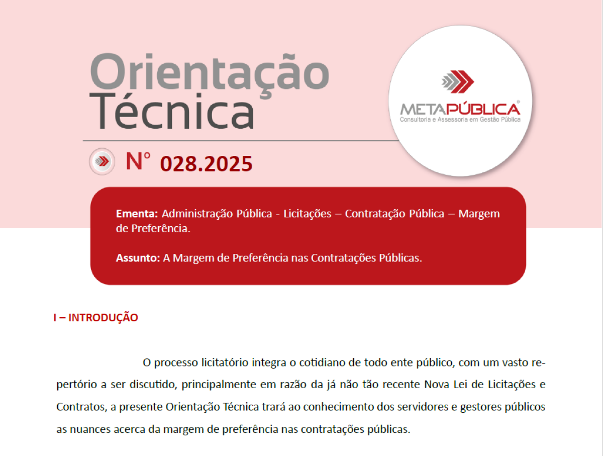 Imagem principal de ORIENTAÇÃO TÉCNICA Nº 028.2025